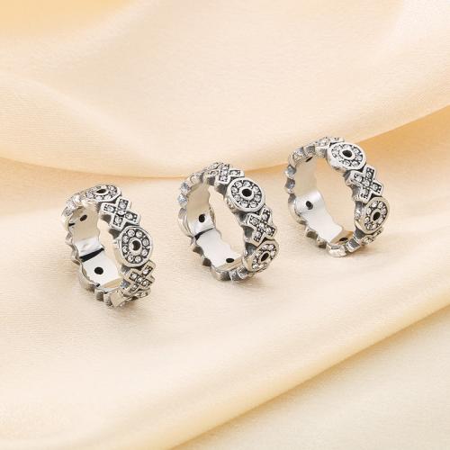 Rhinestone Stainless Steel Finger Ring 304 Stainless Steel Vacuum Ion Plating & for woman & with rhinestone Sold By PC