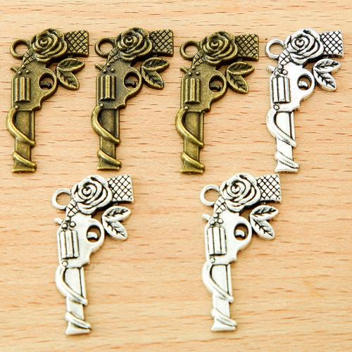 Zinc Alloy Gun Pendler, forgyldt, du kan DIY, flere farver til valg, 31x15.50mm, 100pc'er/Bag, Solgt af Bag