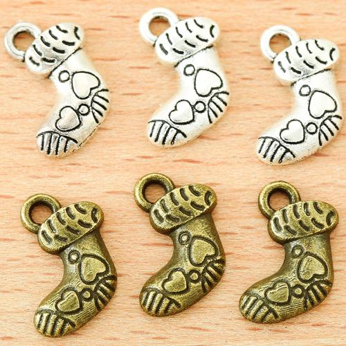 Zinc Alloy Christmas Pendants Christmas Sock plated DIY Sold By Bag