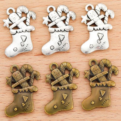 Zinc Alloy Christmas Pendants Christmas Sock plated DIY Sold By Bag