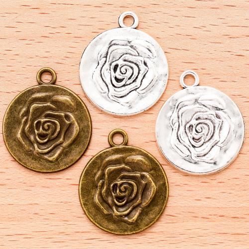 Zinc Alloy Flower Pendler, Rose, forgyldt, du kan DIY, flere farver til valg, 25x21mm, 100pc'er/Bag, Solgt af Bag