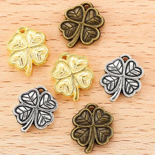 Zink legering kløver vedhæng, Zinc Alloy, Four Leaf Clover, forgyldt, du kan DIY, flere farver til valg, 13x11mm, 100pc'er/Bag, Solgt af Bag