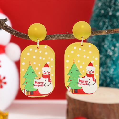 Christmas Earrings Zinc Alloy with Wood & Acrylic plated Christmas Design & for woman nickel lead & cadmium free Sold By Pair