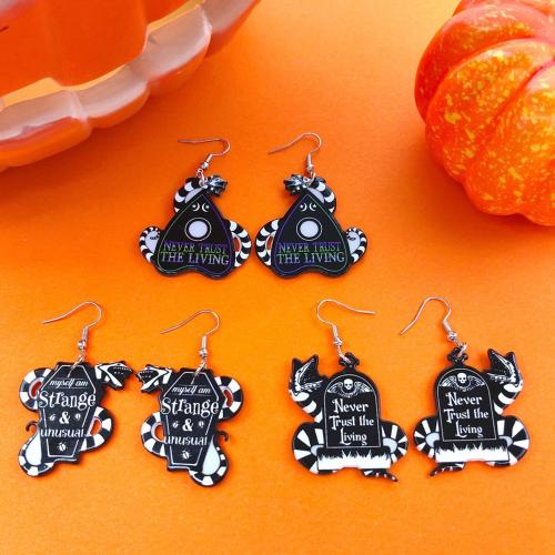 alliage de zinc Boucle d'oreille goutte, avec Acrylique, Impression, Halloween Design & styles différents pour le choix & pour femme, plus de couleurs à choisir, protéger l'environnement, sans nickel, plomb et cadmium, Vendu par paire