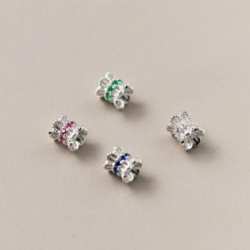 925 Sterling Sølv Bead Cap, du kan DIY & Micro Pave cubic zirconia, flere farver til valg, 6x6mm, Hole:Ca. 2mm, Solgt af PC