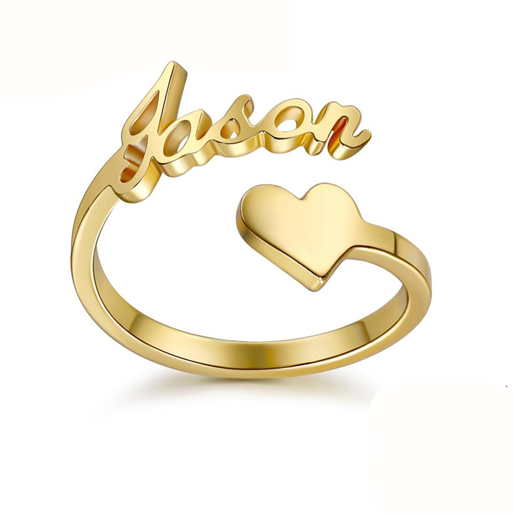 Personalized finger ring 304 Stainless Steel Each custom text must be less than 10 letters & fashion jewelry & for woman golden Inner diameter 17mm Sold By PC