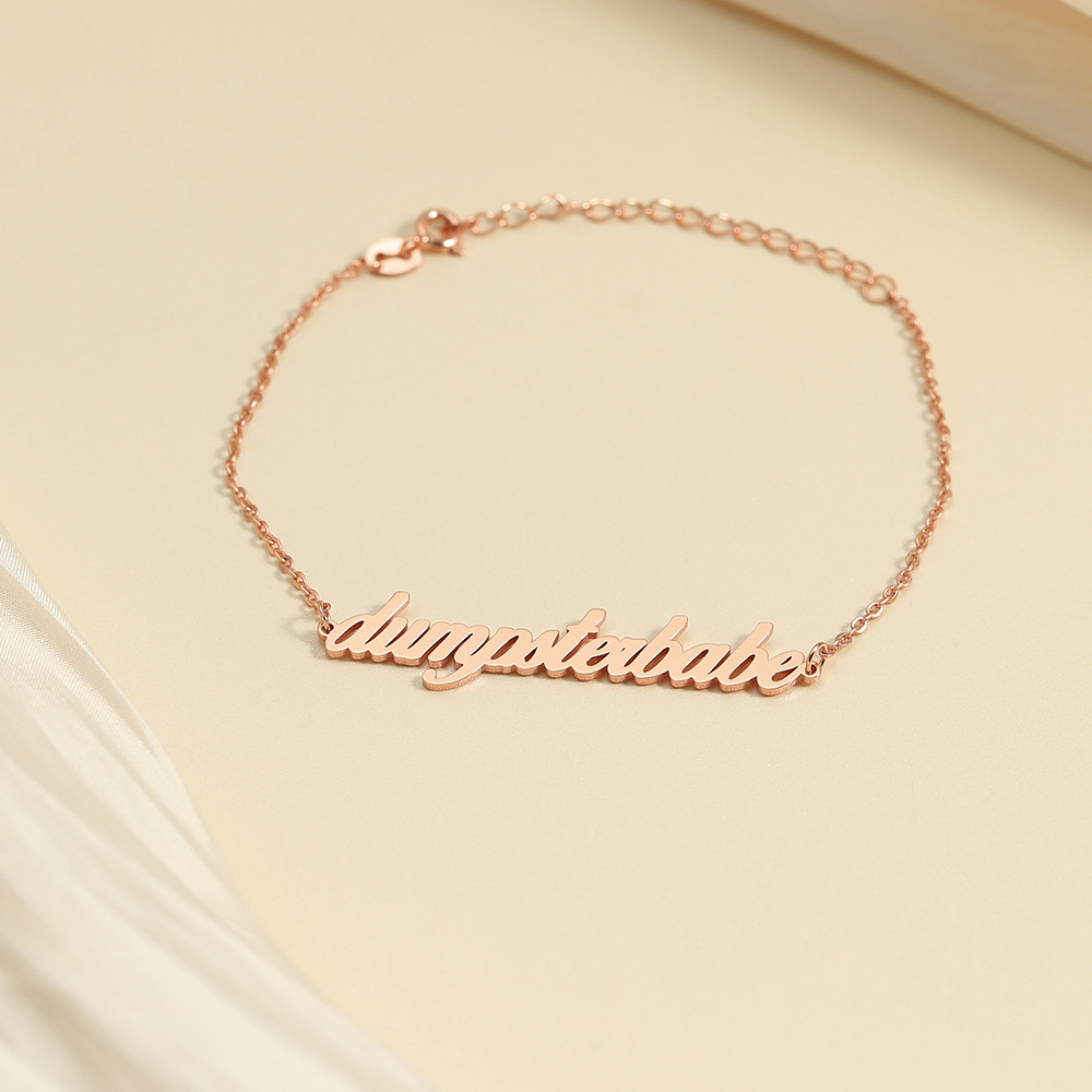 Personalized jewelry Brass Anklet rose gold color Each custom text must be less than 10 letters & fashion jewelry & for woman Approx 20 cm  Sold By PC