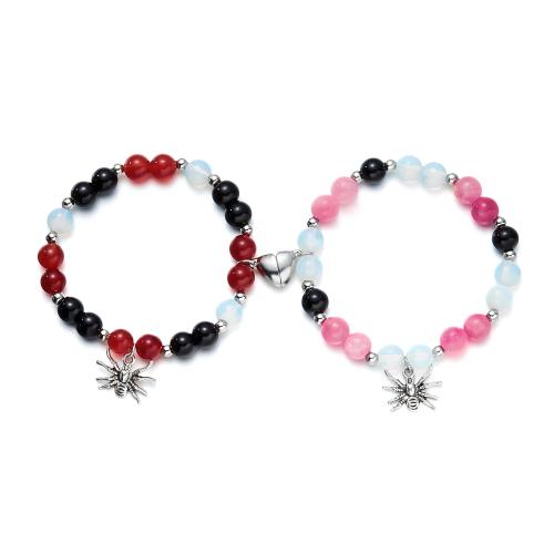 Zinc Alloy Couple Bracelet with Glass Beads & Natural Stone Halloween Design & fashion jewelry & Unisex Length Approx 18 cm Sold By Set