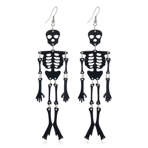 Acrylic Drop Earring with Zinc Alloy Skull Halloween Design & fashion jewelry & for woman Sold By Pair