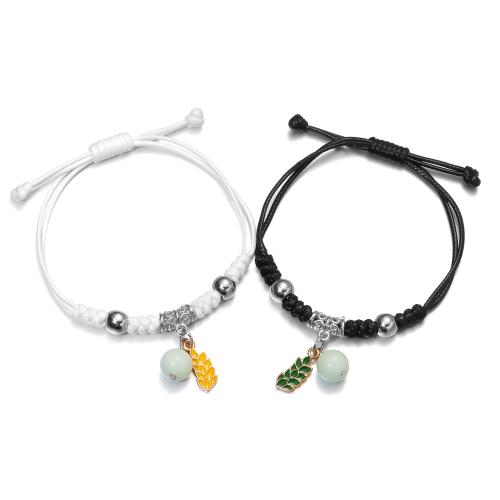 Zinc Alloy Couple Bracelet with Wax Cord 2 pieces & Christmas Design & fashion jewelry & for man Length Approx 16-26 cm Sold By Set