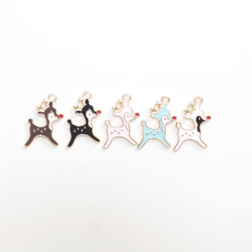 Zinc Alloy Enamel Pendants Deer gold color plated DIY Sold By Bag