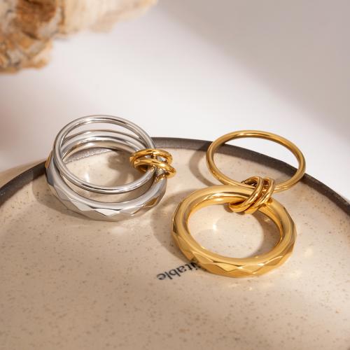 Stainless Steel Finger Ring 304 Stainless Steel gold color plated Double Layer & for woman Sold By PC