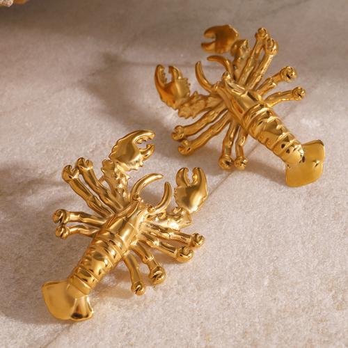 Stainless Steel Stud Earrings 304 Stainless Steel Lobster gold color plated for woman Sold By Pair