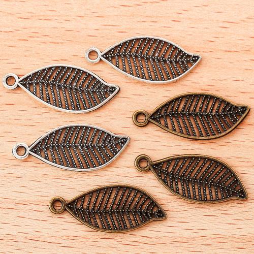 Cink ötvözet Leaf Medálok, Levél növényen, galvanizált, DIY, több színt a választás, 27x11mm, 100PC-k/Bag, Által értékesített Bag