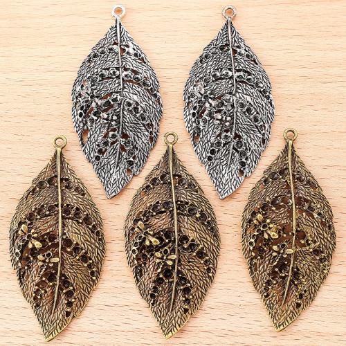 Cink ötvözet Leaf Medálok, Levél növényen, galvanizált, DIY, több színt a választás, 69x31mm, 100PC-k/Bag, Által értékesített Bag