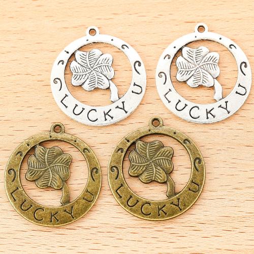 Zink legering kløver vedhæng, Zinc Alloy, Four Leaf Clover, forgyldt, du kan DIY, flere farver til valg, 28x25mm, 100pc'er/Bag, Solgt af Bag