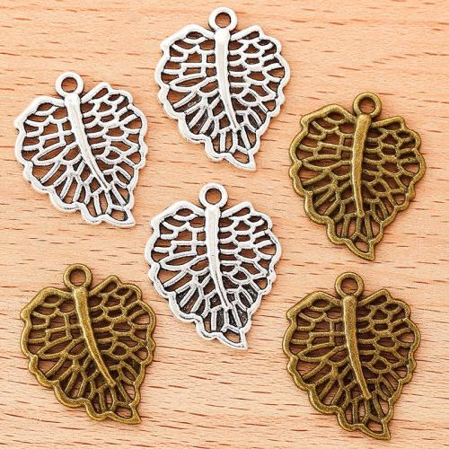 Cink Alloy Leaf Privjesci, List, pozlaćen, možete DIY, više boja za izbor, 23x19mm, 100računala/Torba, Prodano By Torba