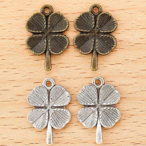 Cink ötvözet Clover medál, Four Leaf Clover, galvanizált, DIY, több színt a választás, 20x13mm, 100PC-k/Bag, Által értékesített Bag