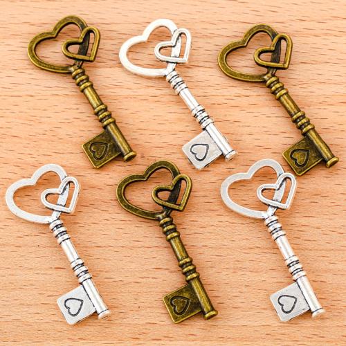 Zinc Alloy Key riipukset, Sinkkiseos, Avain, päällystetty, tee-se-itse, enemmän värejä valinta, 43x19mm, 100PC/laukku, Myymät laukku