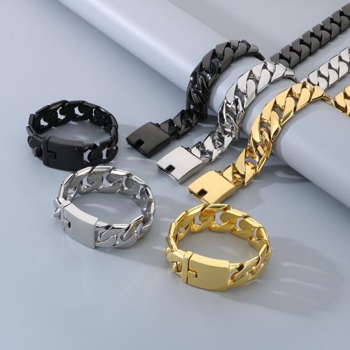 Fashion Stainless Steel Jewelry Sets bracelet & necklace 304 Stainless Steel plated & for man Sold By PC