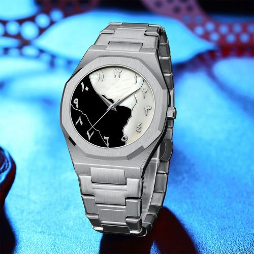 Zinc Alloy Watch Bracelet with Glass & 304 Stainless Steel Geometrical Pattern plated Life water resistant & Chinese movement & for man Dial diameter 43mm Length Approx 15 cm Sold By PC