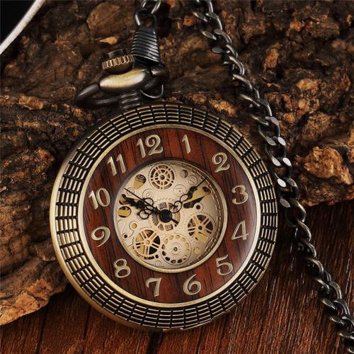 Zinc Alloy Pocket Watch, met Glas, Ronde, plated, verschillende stijlen voor de keuze & voor de mens & hol, watchcase size 47x47x15mm, Lengte Ca 37.5 cm, Verkocht door PC