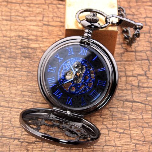 alliage de zinc Montre de poche, avec verre & Acier inoxydable 304, Rond, Placage, Vintage & unisexe & montre mécanique & styles différents pour le choix, watchcase size 47x47x15mm, Longueur Environ 37.5 cm, Vendu par PC