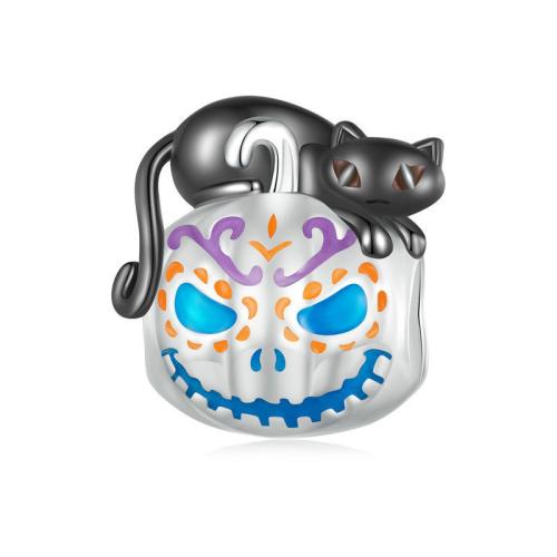 Halloween Jewelry Bead 925 Sterling Silver Halloween Design & DIY & enamel Approx 4.5mm Sold By PC