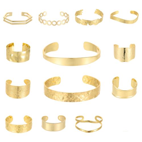 Messing Manchet Bangle, gold plated, mode sieraden & verschillende stijlen voor de keuze & voor vrouw, meer kleuren voor de keuze, nikkel, lood en cadmium vrij, Verkocht door PC