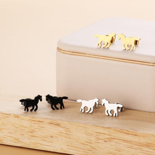 Stainless Steel Stud Earrings 304 Stainless Steel Horse Vacuum Ion Plating fashion jewelry & for woman Sold By Bag