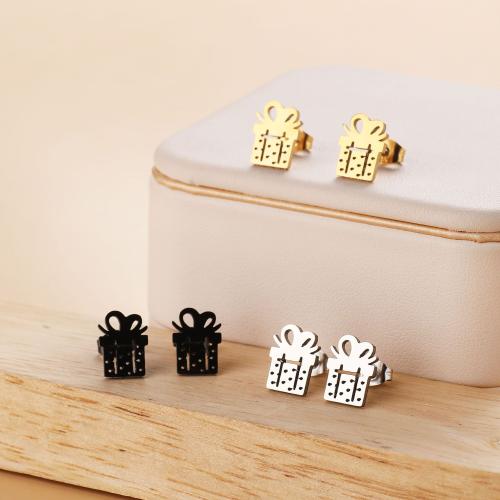 Stainless Steel Stud Earrings 304 Stainless Steel gift shape Vacuum Ion Plating fashion jewelry & for woman Sold By Bag