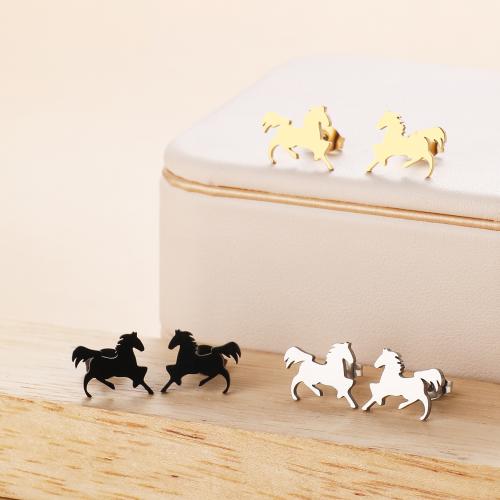 Stainless Steel Stud Earrings 304 Stainless Steel Horse Vacuum Ion Plating fashion jewelry & for woman Sold By Bag