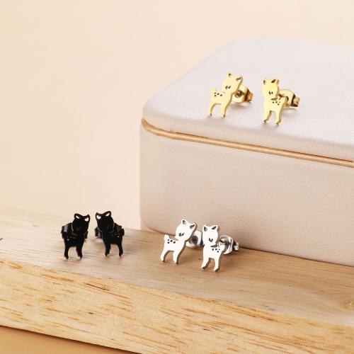 Stainless Steel Stud Earrings 304 Stainless Steel Christmas Reindeer Vacuum Ion Plating fashion jewelry & for woman Sold By Bag