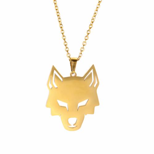 304 Stainless Steel Sweater Necklace Wolf Vacuum Ion Plating fashion jewelry & Unisex Length Approx 52 cm Sold By PC