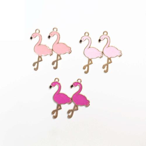 Zinc Alloy Enamel Pendants Bird gold color plated DIY Sold By Bag