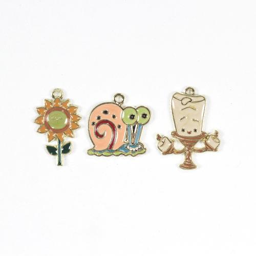 Zinc Alloy Enamel Pendants gold color plated DIY Sold By Bag