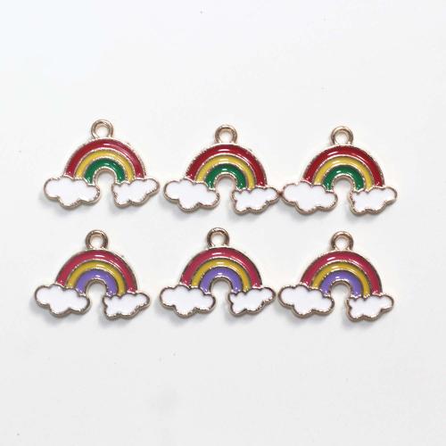 Zinc Alloy Enamel Pendants Rainbow gold color plated DIY Sold By Bag