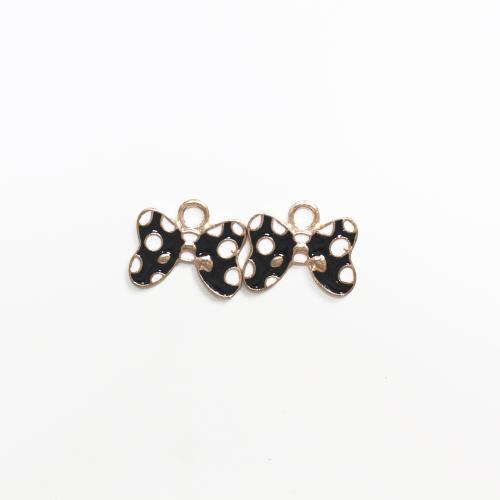 Zinc Alloy Enamel Pendants Bowknot gold color plated DIY Sold By Bag