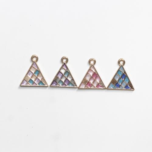 Zinc Alloy Enamel Pendants Triangle gold color plated DIY Sold By Bag