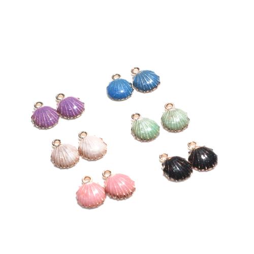 Zinc Alloy Enamel Pendants Shell gold color plated DIY Sold By Bag