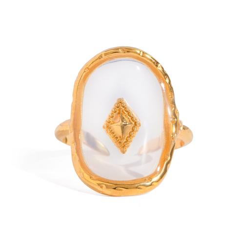 Vinger Ring in edelstaal, 304 roestvrij staal, gold plated, mode sieraden, gouden, Verkocht door PC