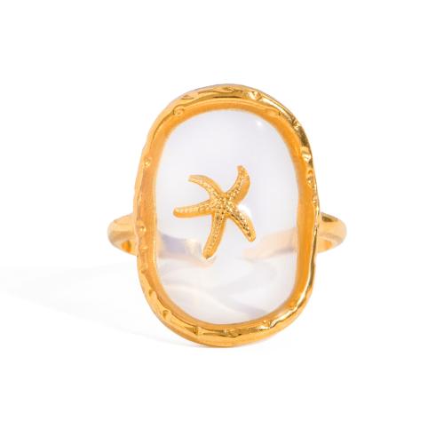 Vinger Ring in edelstaal, 304 roestvrij staal, gold plated, mode sieraden, gouden, Verkocht door PC