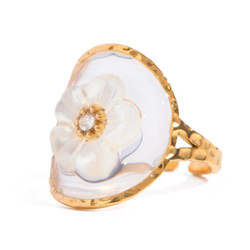 Anillo de dedo del acero inoxidable del Zirconia cúbico, acero inoxidable 304, chapado en color dorado, Joyería & micro arcilla de zirconia cúbica, dorado, Vendido por UD