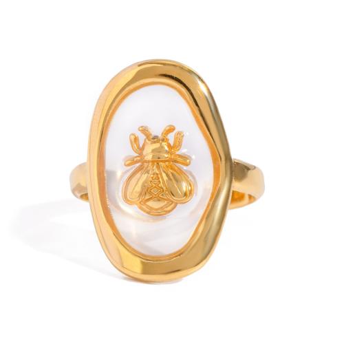 Vinger Ring in edelstaal, 304 roestvrij staal, gold plated, mode sieraden, gouden, Verkocht door PC