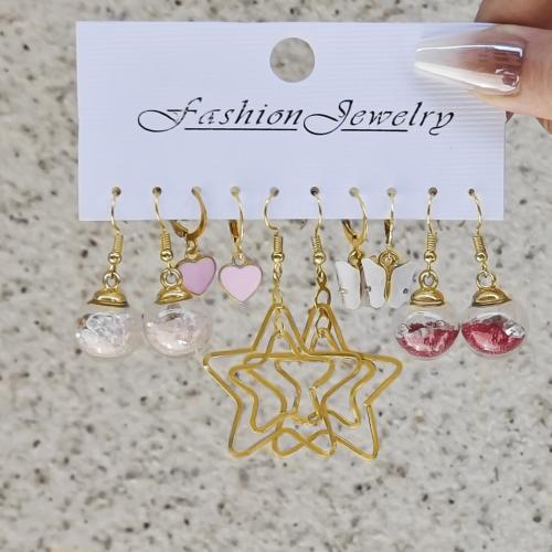 Zinc Alloy Drop Earrings gold color plated fashion jewelry & enamel mixed colors nickel lead & cadmium free Sold By Set