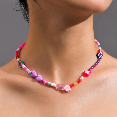 Arcilla polimero collar, con Acrílico, con 7cm extender cadena, Joyería, multicolor, longitud 36 cm, Vendido por UD