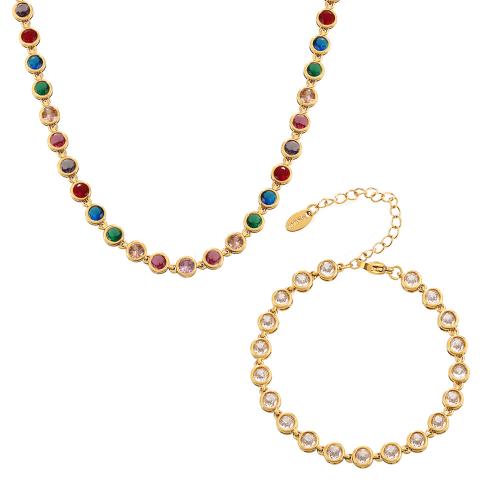 Sets de Joyas, Partículas de acero, con cúbica circonia, chapado, Joyería & diferentes estilos para la opción & para mujer, más colores para la opción, Vendido por UD