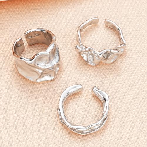 Sinc Alloy Ring Set, plátáilte, trí phíosa & jewelry faisin & do bhean, dathanna níos mó le haghaidh rogha, Díolta De réir Socraigh