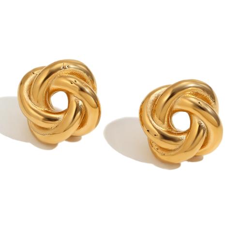 Stainless Steel Stud Earrings 304 Stainless Steel Vacuum Ion Plating for woman gold Sold By Pair