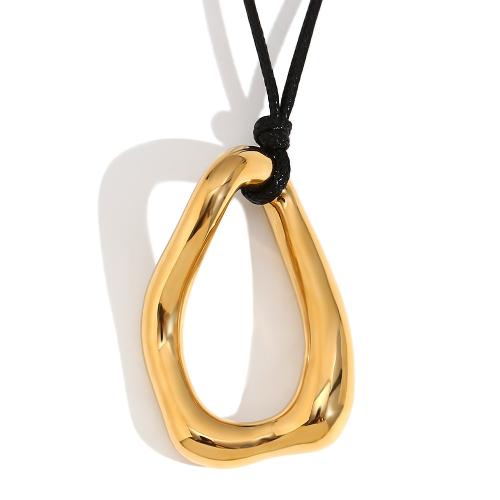 Stainless Steel Jewelry Necklace 304 Stainless Steel with Polyester Cord Vacuum Ion Plating for woman gold Sold By PC